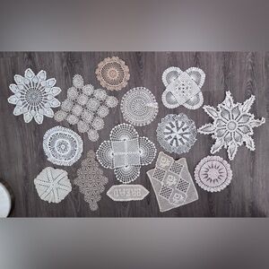 Vintage Doily Lot of 14 Doilies Beige White Ivory Grannie Wedding Bridal
